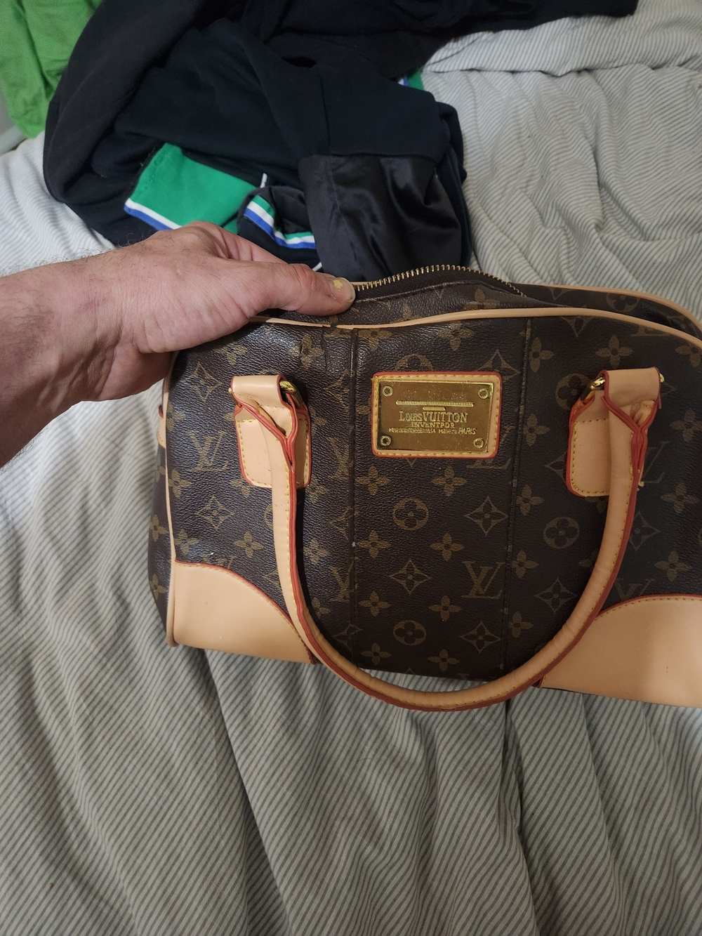 Louis Vuitton Brown Monogram Satchel with Natural Leather Trim - Picture 2 of 4